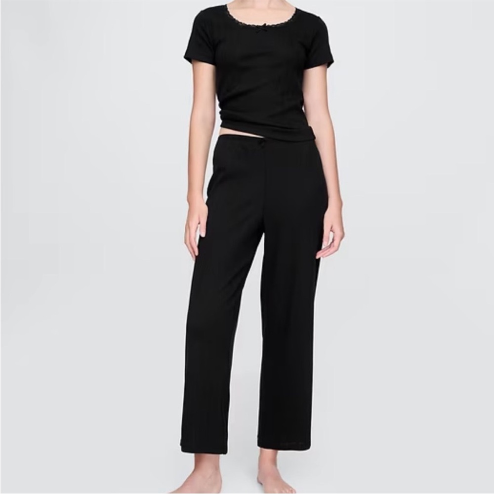 NWT! GAP Black Pointelle Crop PJ Pants - Size XS PETITE #732224 🏸
